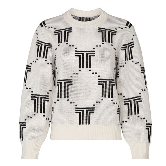 TORY BURCH SPORT Merino Net-T Jacquard Sweater Size Medium - Picture 3 of 9